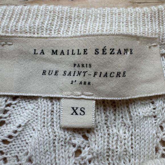 NEW Sezane Ruben  Elegant Cream Cable Knit Pointelle Cardigan SzXS/S price firm! - Picture 10 of 11